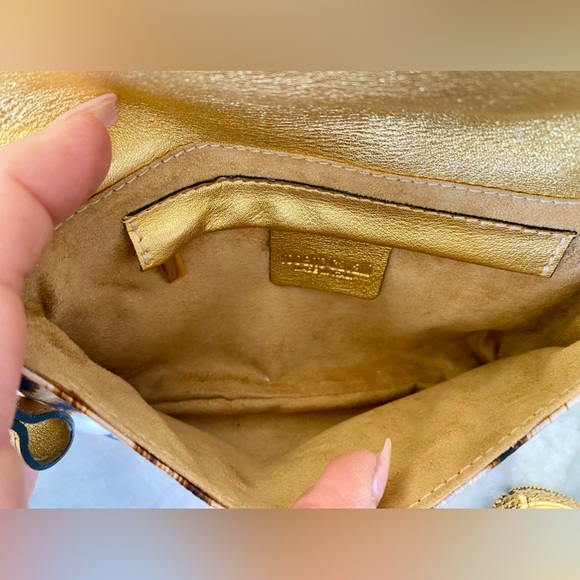 Roberto Cavalli Leopard Print Pochette Clutch Bag With Snake Bracelet - Picture 6 of 7